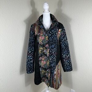 Moka Sport Tapestry Jacket Womens Small Multicolor Patchwork Floral Eclectic Art